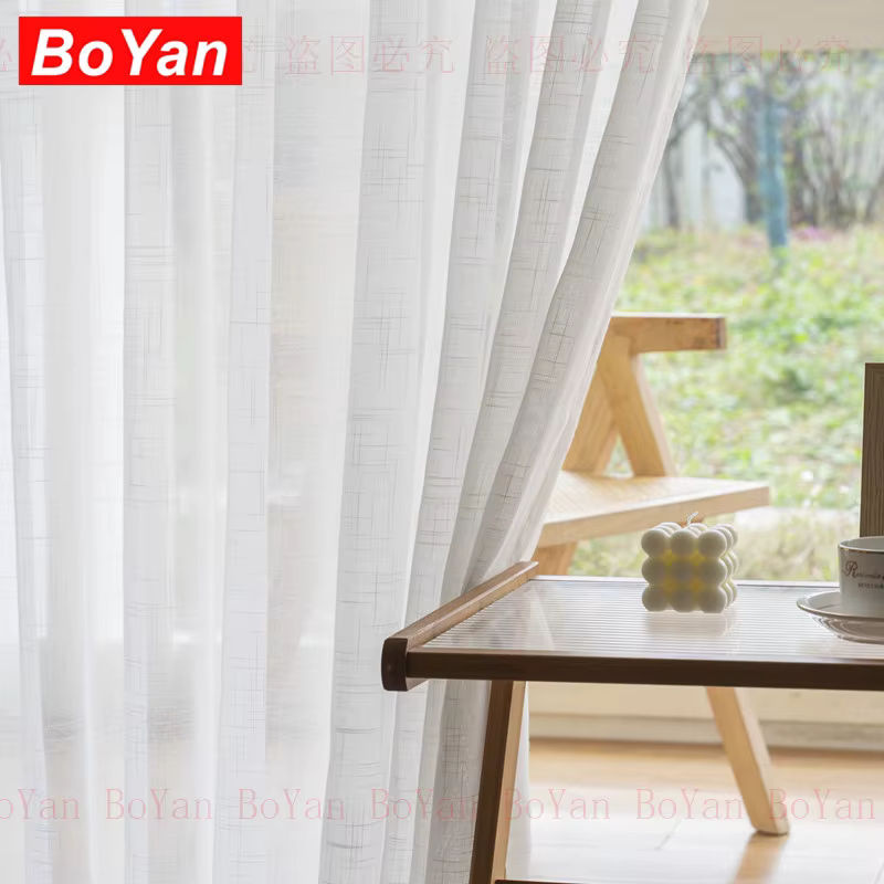 BoYan Transparente Faltenvorhänge aus Leinen in Cremeweiß und Beige, Voile-Fenstervorhänge für Wohnzimmer und Küche - Bild 3