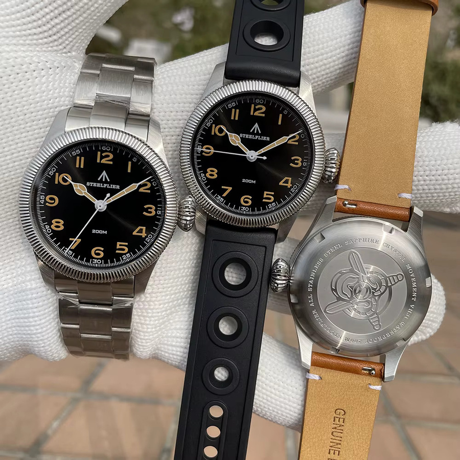 STEELFLIER Armbanduhr Quarz, Edelstahl, Schwarz, Herren - Bild 4