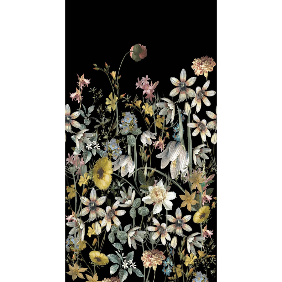 ESTAhome Fototapete Feldblumen Vintage in Multicolor auf Schwarz, Breite: 150 cm, Höhe: 279 cm - Bild 2
