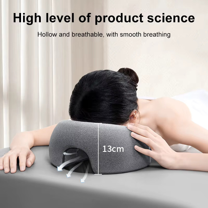 HMQ Beauty Gesichts-Daunenkissen in Grau, atmungsaktives Memory-Foam Keilkissen für Massagebetten, Beauty-Salons und SPA - Bild 2