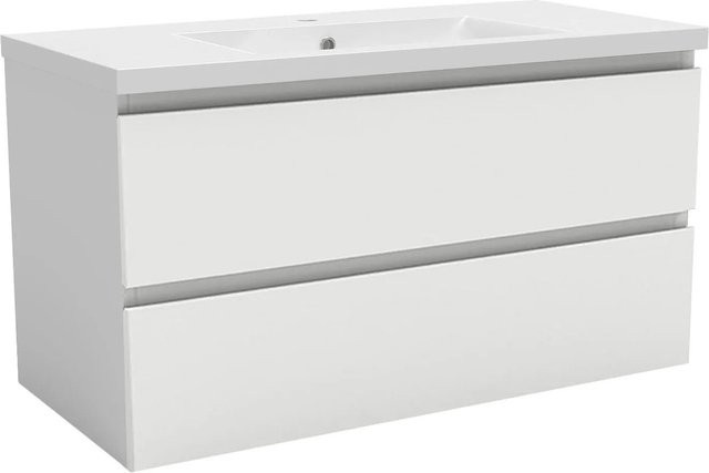 AICA Badmöbel Set Aalst Waschtisch mit Unterschrank in Weiß Matt mit Softclose, Breite: 100 cm - Bild 1