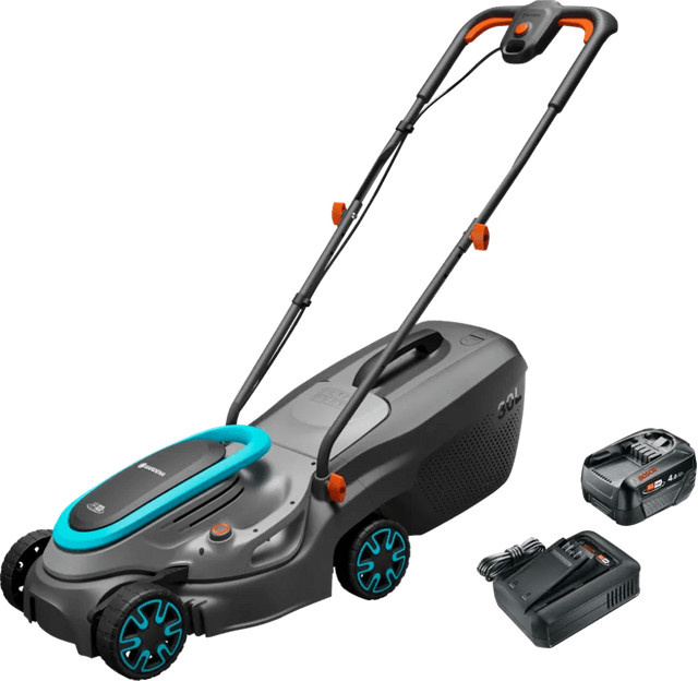 GARDENA PowerMax 32/18V P4A Solo Rasenmäher inklusive Bosch Starterset 18V 4,0 Ah Akku und Ladegerät - Bild 1