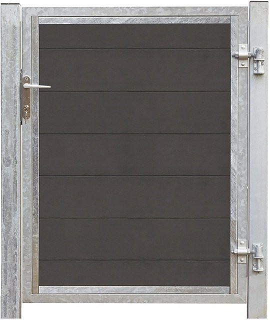 Plus Holz Einzeltor Futura WPC Schiefergrau mit verzinktem Pfosten B: 115 cm, H: 127 cm - Bild 1