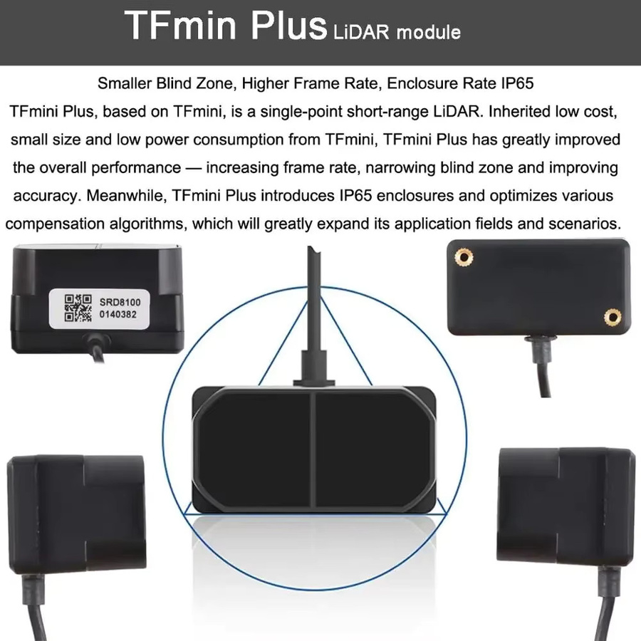RCmall 10er Set TFmini Plus Laser Lidar Entfernungsmesser Sensor, IP65 Wasserdicht und Staubdicht, TOF LiDAR Modul mit UART I2C IIC I/O, Schwarz - Bild 2