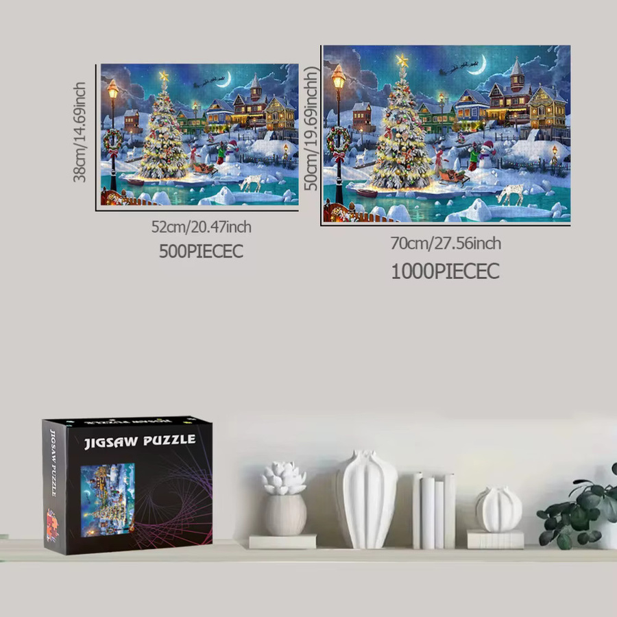 AZNM Weihnachtsbaum- und Haus-Puzzlespiel, Natur, Bunt / Mehrfarbig, Pappe / Karton - Bild 3