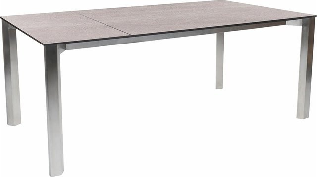 Stern Ausziehtisch Penta Silverstar Stone light mit Edelstahl Tischplatte in Silver/Grey, B/T: 100 x 160/210 cm - Bild 1