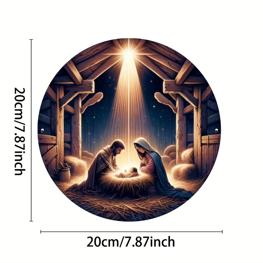 Potdemiel Rundes Aluminiumfolien-Gravurschild als Weihnachts-Wandbehang in Mehrfarbig, Durchmesser: 20 cm - Bild 2