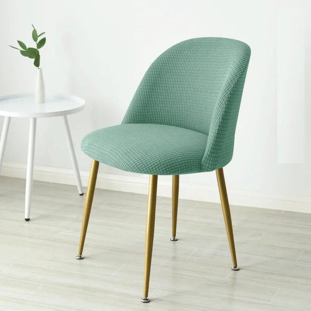 Rutschfester Samt Stuhlbezug in Grün für Esszimmer und Bürostühle, elastischer Stretch-Bezug für Sitzkissen - Bild 1