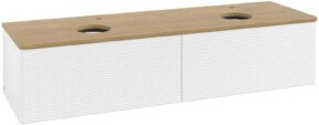 V&B Waschtischunterschrank Antao mit Frontstruktur, Farbe Weiß und Eiche Honig, B/T: 160 x 50 cm - Bild 1