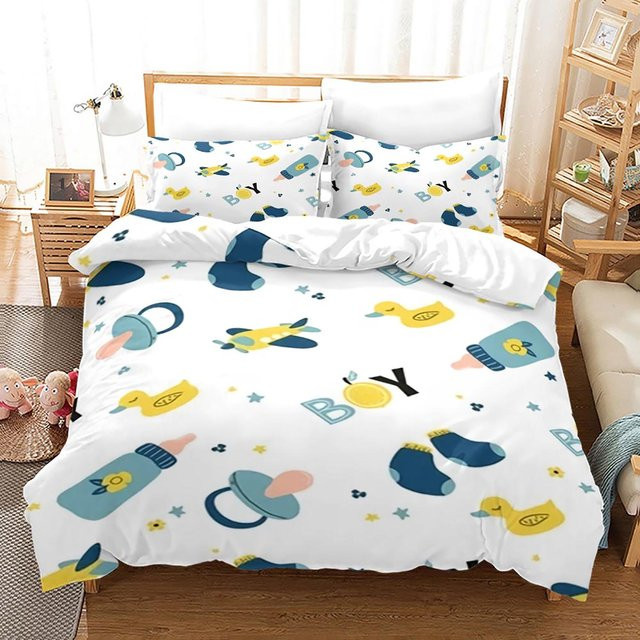 Bettwäscheset Gelbe Ente von Your Warm Home, 3-teilig mit Bettbezug und Kissenbezügen, Farbe Gelb und Weiß, Material Mikrofaser, B/H: 155 x 215 cm - Bild 1