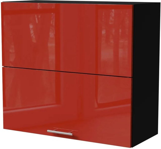 Feldmann-Wohnen Klapphängeschrank Brerra W8B/80-AV in Schwarz und Karminrot Hochglanz B/T/H: 80 x 32,5 x 72 cm - Bild 1