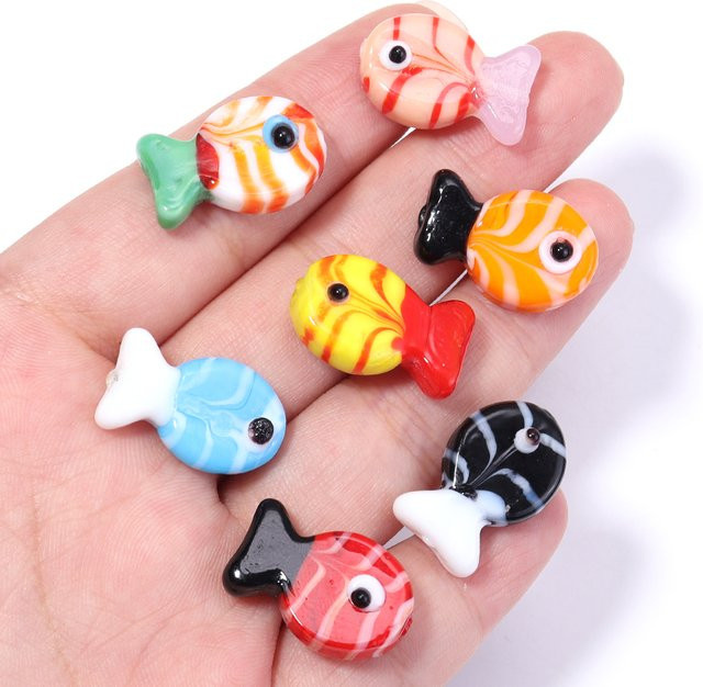 Louleur Perlen, Lampwork Fisch, Glas, 13x20mm, Unisex - Bild 1