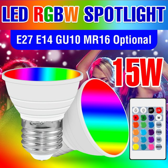 Smart RGBW LED Glühbirne E27 15W dimmbar mit Reflektor für Party und Dekoration in Weiß und Transparent - Bild 1