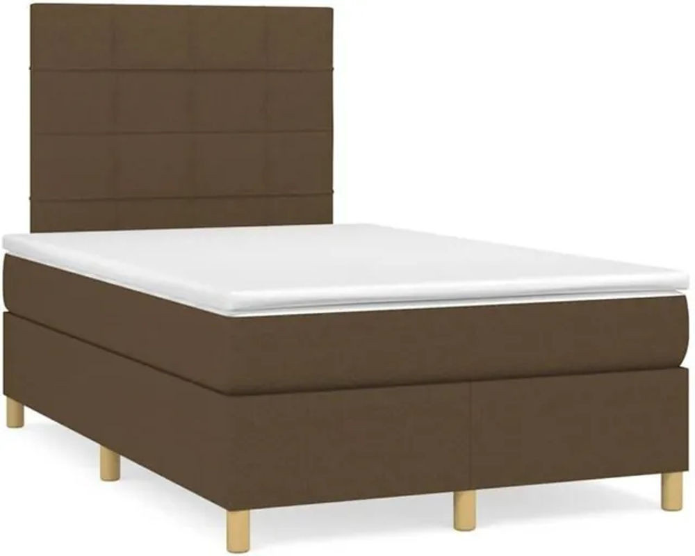 vidaxl Boxspringbett mit Matratze in Braun aus Stoff und Kiefer, B/T/H: 190 x 120 x 118 cm - Bild 1