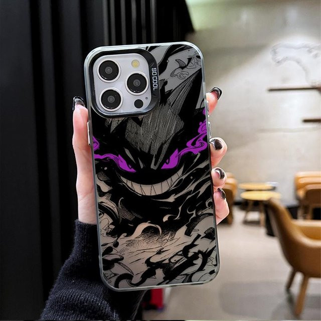Stoßfeste Handyhülle mit Pokemon Gengar Design für iPhone, Farbe: Schwarz - Bild 1