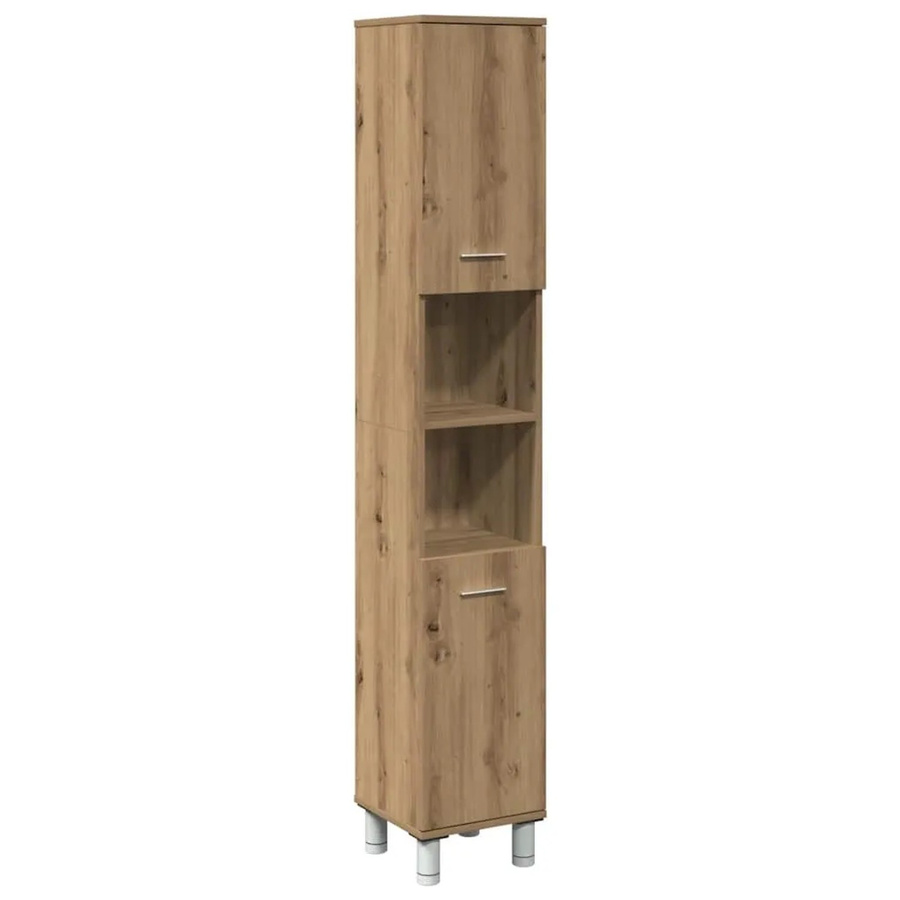 vidaXL Badschrank Artisan-Eiche in Braun, Wandmontage mit Schranktüren und Regalfächern, B/T/H: 30 x 30 x 179 cm - Bild 2
