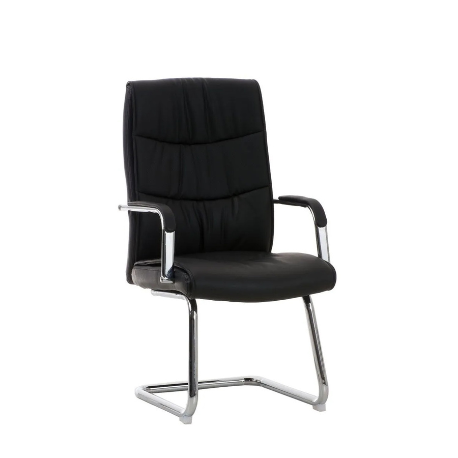 DELUKE Besucherstuhl KARO Konferenzstuhl aus Kunstleder in Schwarz mit Metallgestell in Chromoptik, H x B x T: 105 x 49 x 60 cm - Bild 2