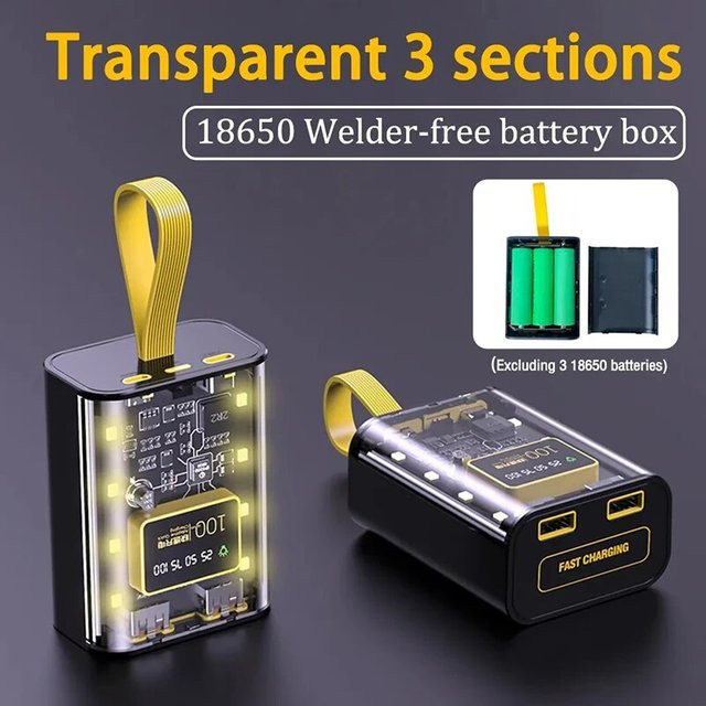 XMSJ Powerbank DIY Gehäuse für 3x 18650 Akkus mit Dual USB Ladung und Nachtlicht - Bild 1
