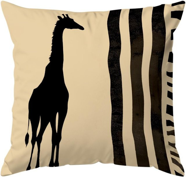 Dekokissen Kissenbezug mit afrikanischer Graslandtier-Silhouette von JMG Clothing, Farbe: Beige, B/B: 45 x 45 cm - Bild 1