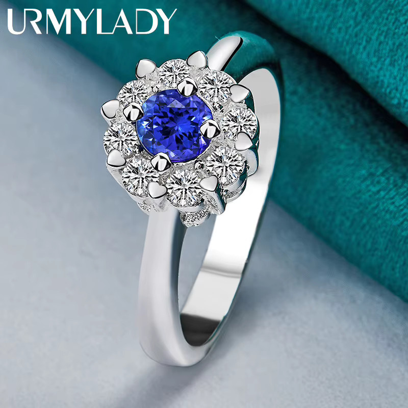 URMYLADY Ring, 925 Silber, Blauer Zirkonia, Damen - Bild 4