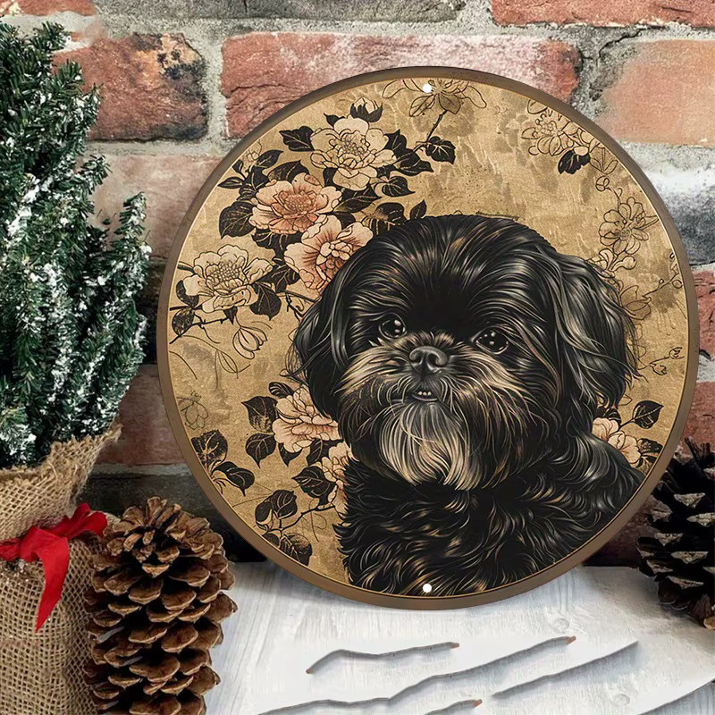 Potdemiel Shih Tzu Hund Metallschild rund, wetterfeste Wanddekoration mit HD-Druck, Durchmesser: 20,3 cm - Bild 3