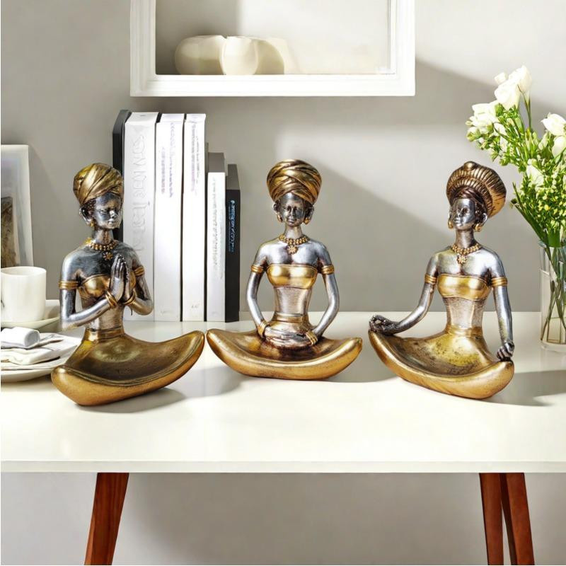 Abstrakte Yoga-Dekoration aus Harz von Yiran Furniture in Gold oder Silber für dein Zuhause - Bild 2
