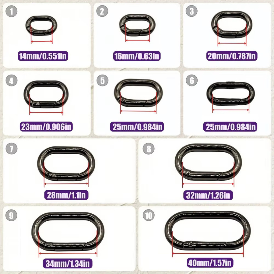RoYishi 5er Set Metall O-Ring Verschluss in Oval für Leder Taschen und Handtaschen, Farbe: Bronze - Bild 2