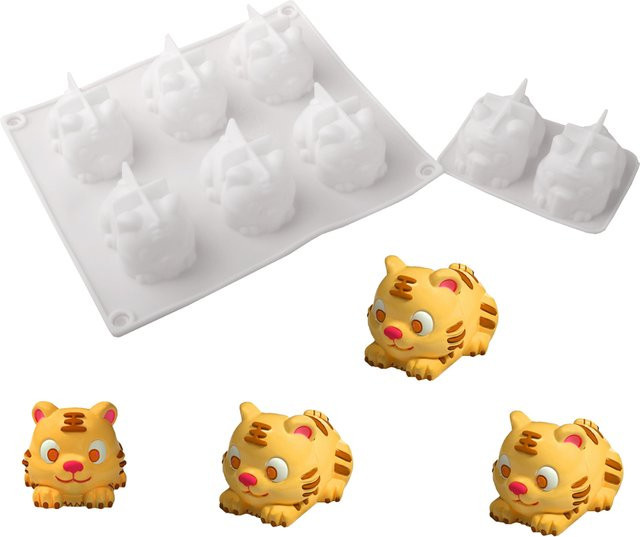 SHENHONG Silikon-Kuchenform mit Tiger-Design für Mousse und Schokolade, Weiß - Bild 1