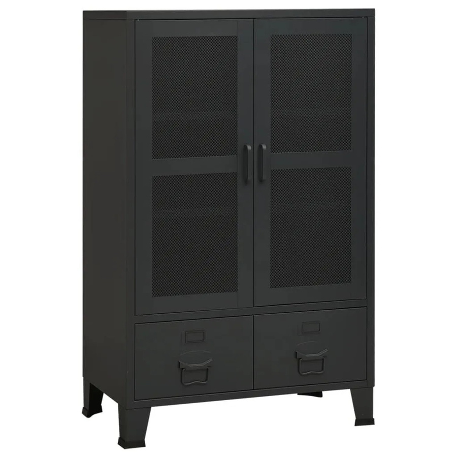 vidaXL Lagerschrank im Industrial Style aus Metall in Schwarz mit Schubladen und Türen, B: 70 cm, T: 40 cm, H: 115 cm - Bild 2