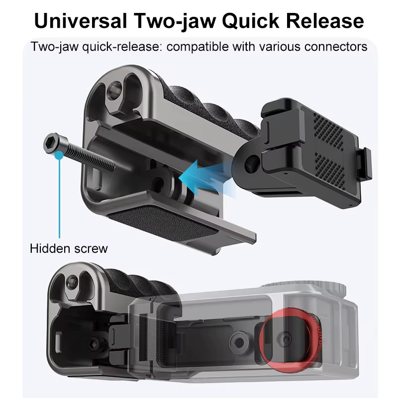 Xplorer Metall Street Grip Halter aus Aluminium Legierung für DJI Action 3, Action 4 und Action 5 Pro mit Kaltgewindeschuh für Vlog Aufnahmen - Bild 5