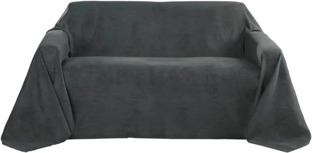 Beautissu Romantica Tagesdecke in Wildleder-Optik, Anthrazit, B: 210 cm, L: 280 cm - Bild 1