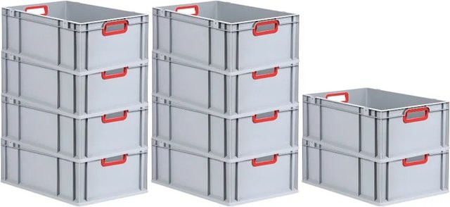 PROREGAL Spar Set 10x Eurobox Nextgen Color Transportboxen mit verstärktem Boden, Farbe Rot, H x B x T: 22 x 40 x 60 cm, 44 Liter - Bild 1
