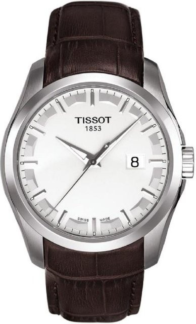 Tissot Armbanduhr Quarz, Edelstahl, Silber, Leder, Herren - Bild 1