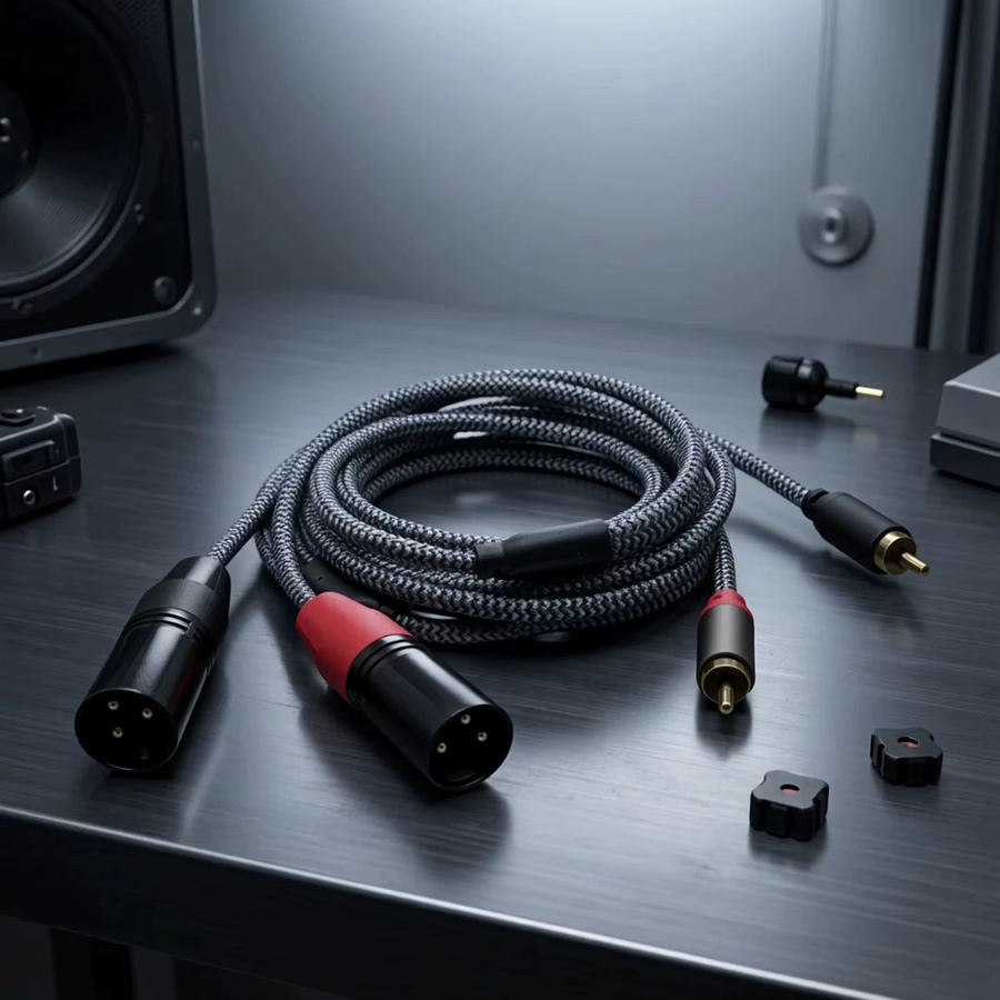 HIFI Audiokabel 2RCA auf 2XLR männlich zu 3-Pin XLR weiblich zu RCA männlich in Grau für Lautsprecher, Verstärker und Mischpult - Bild 4
