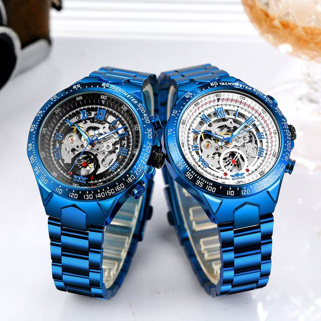 T-WINNER Armbanduhr Edelstahl, Automatik, blaues Zifferblatt, Herren - Bild 1