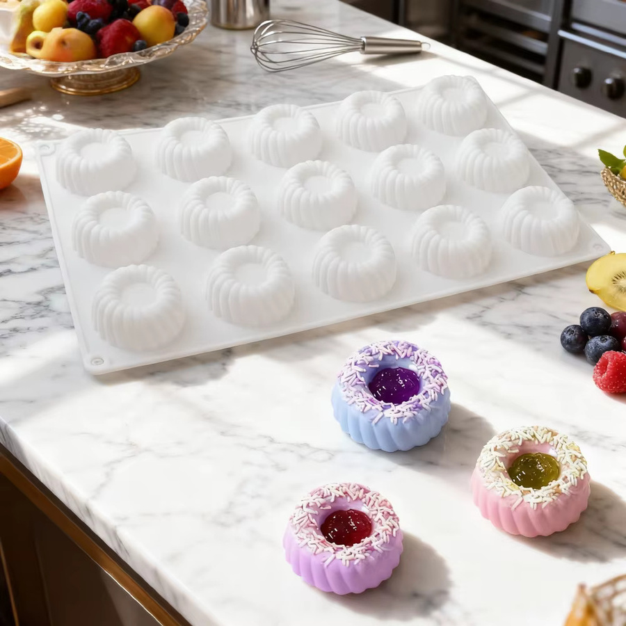 SHENHONG Silikon Backform mit 15 Zellen im konkaven Schrägdesign für Schokolade und Desserts - Bild 2