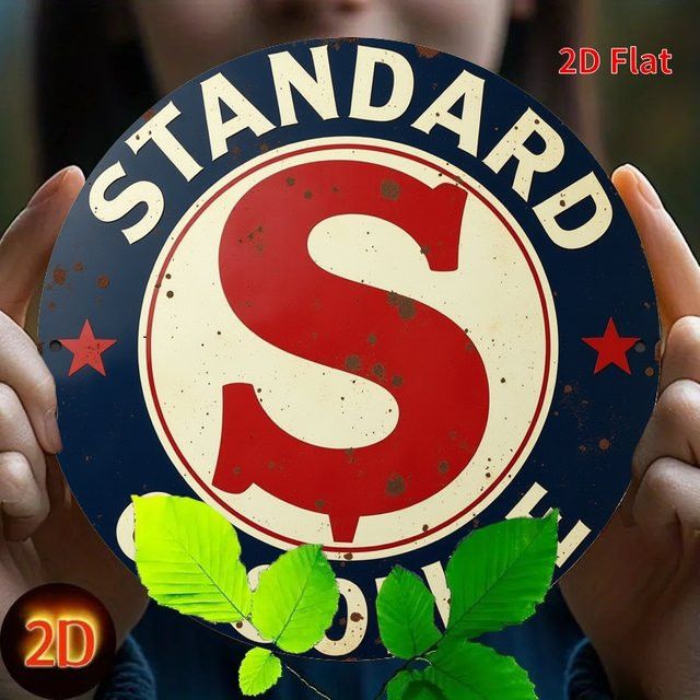 Rundes Metallschild Potdemiel im Vintage-Standardöl- und Benzin-Stil, Multicolor, Durchmesser: 19,8 cm - Bild 1