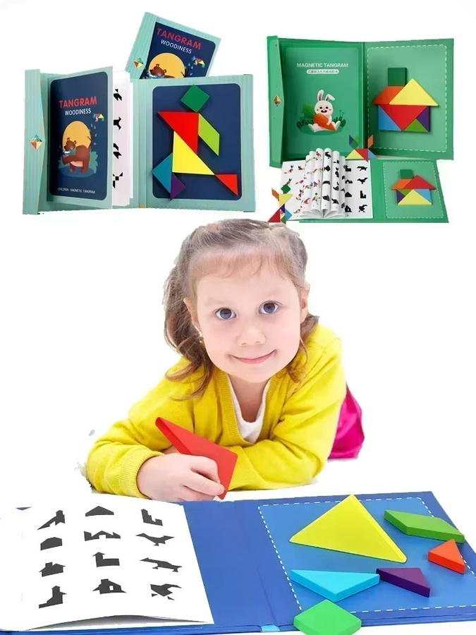 SMHXIANGQIANJIN Tangram-Puzzlebuch, Lernspielzeug aus Holz, ab 0 Jahren - Bild 5
