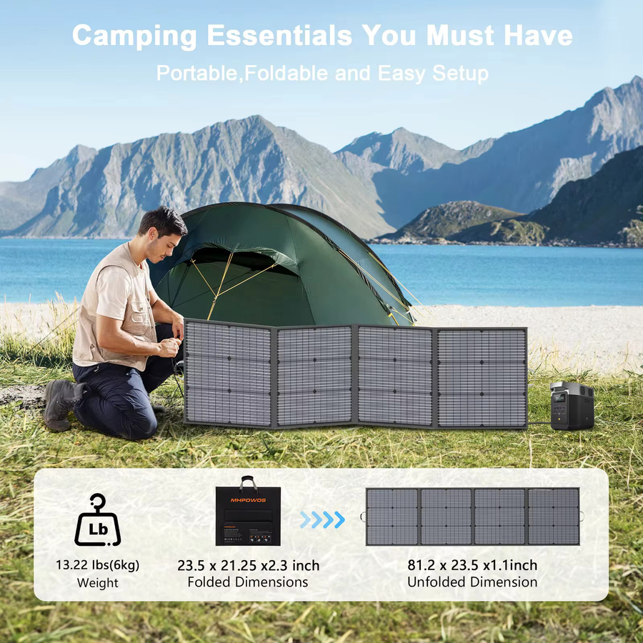 MHPOWOS 220W Faltbares Solarpanel 40V Wasserdichtes Solar-Ladegerät-Set in Schwarz für Camping und Powerstation - Bild 4