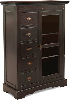 SIT Brotschrank SAMBA aus Akazienholz in Schwarz mit Glastüren, B/T/H: 122,5 x 39,0 x 86,0 cm - Bild 2