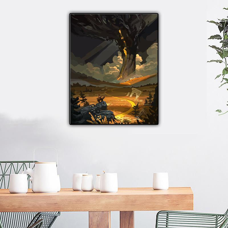 FIYO Malen nach Zahlen Set Herbstlandschaft auf Leinwand, mehrfarbig, B/H: 40 x 50 cm, rahmenlos - Bild 3