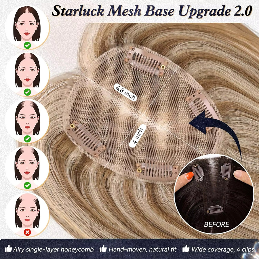 HAIRCUBE Echthaar-Topper, 14 Zoll, braun-blonde Highlights, Damen - Bild 3