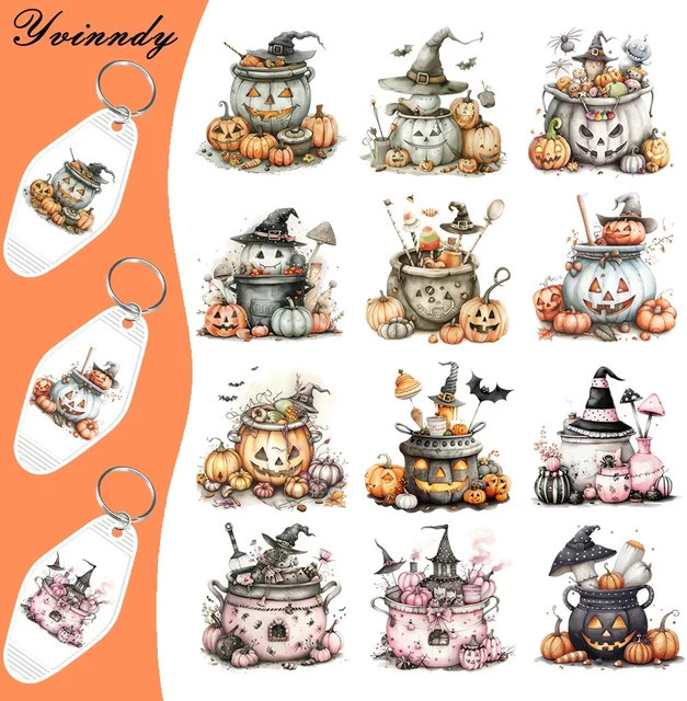 24er Set Halloween Magic Soup UV DTF Transferpapier für wasserfeste Aufkleber und Schlüsselanhänger, Mehrfarbig - Bild 1