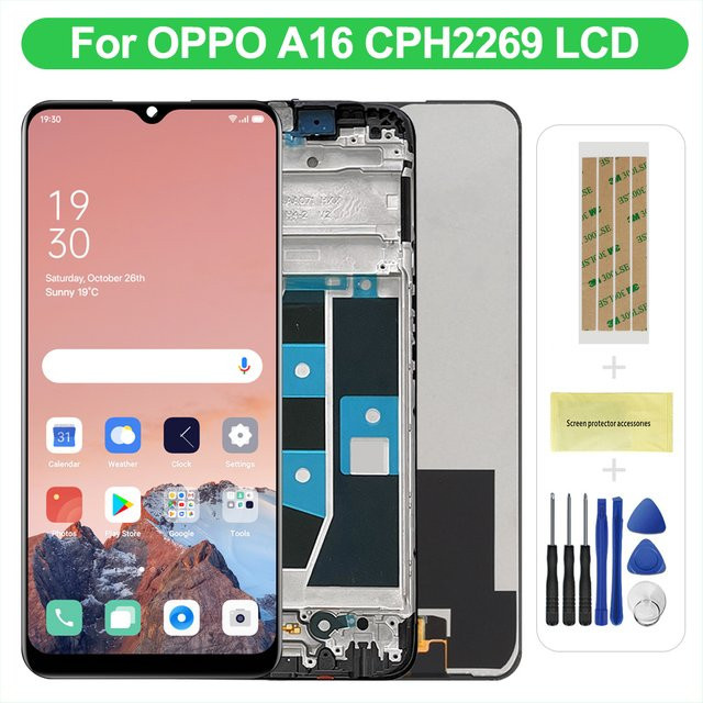 Oppo LCD Display Touchscreen Digitalisierer Baugruppe Ersatzteil für Oppo A16 CPH2269 und A16s CPH2271, 6.52 Zoll, Schwarz - Bild 1