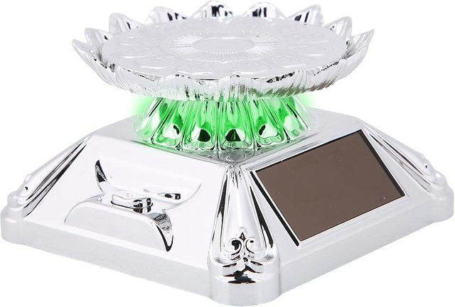 KONNWEI Solar 360 Grad Drehteller für Schaufenster als Ausstellungsständer für Schmuck, Ringe oder Uhren in Silber - Bild 1
