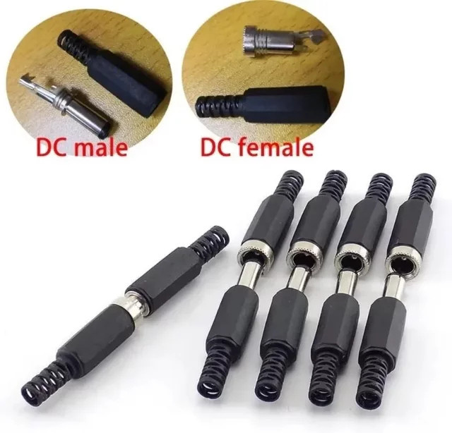 10 Stück DC-Netzstecker Schweißanschluss für 5,5 x 2,5 mm Stecker und Buchse in Schwarz - Bild 1