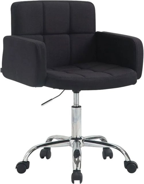 DELUKE Arbeitshocker ZÜRICH Drehhocker mit Rollen aus Stoff in Schwarz, B/T/H: 60 x 52 x 75 cm - Bild 1