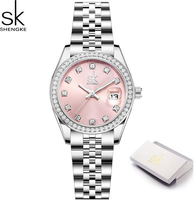 Shengke Armbanduhr Quarz, Edelstahl, Rosa, Damen - Bild 1