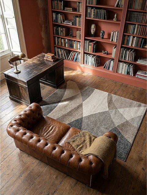 Kadima Design Niederflor-Läufer Grau mit geometrischem Muster, B/T: 80 x 140 cm - Bild 1