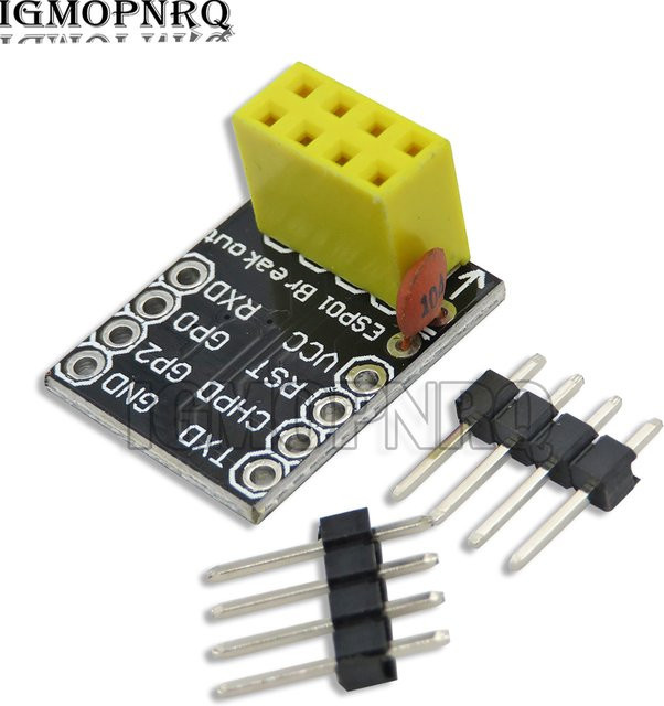5er Set ESP-01 ESP8266 ESP-01S Breadboard Adapter für WiFi Transceiver Modul Breakout UART Modul in Schwarz - Bild 1